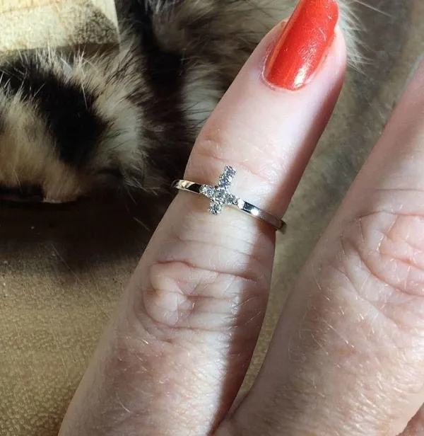 Cross Sterling Silver Toe Ring Midi Ring - Image 5