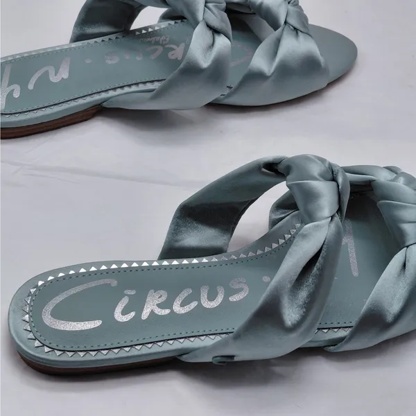 Sam Edelman Circus NY Womens Sandals 7.5 Blue Satin Bow Slides Feminine Coquette - Image 7