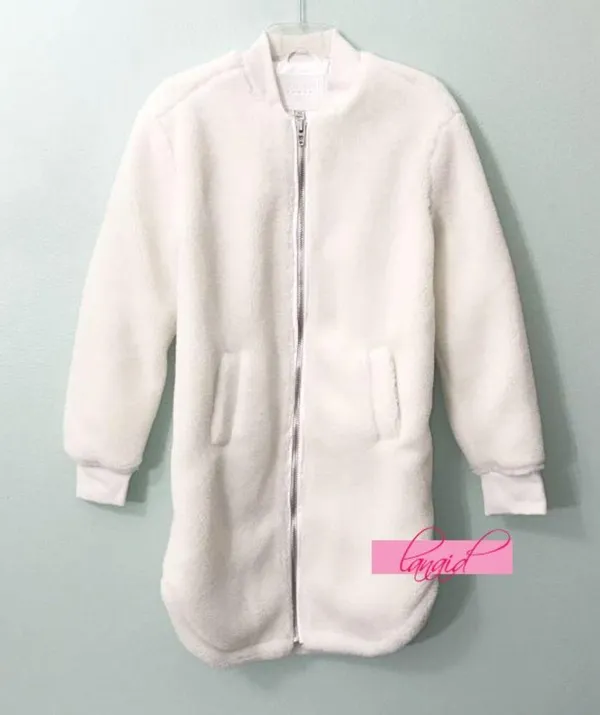Angel's Advocate Bomber Sherpa Fuzzy Teddy Faux Fur Long Coat Jacket - Image 9