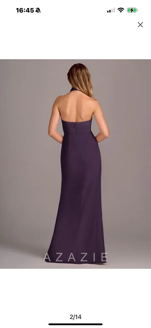 Azazie Bridesmaid Dress Chiffon Plum - Image 4