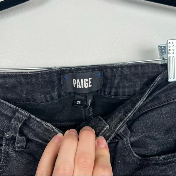 Paige Skinny‎ Jeans Black Raw Hem Sz 26 - Image 3