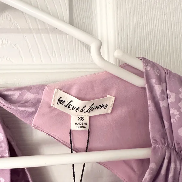 For Love & Lemons Fiji Lilac Purple Jacquard Floral Ruched Mini Dress XS NWT - Image 5