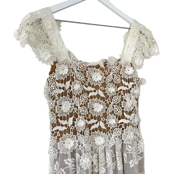 NWT Alberta Ferretti Floral Lace Embroidered Tulle Dress Size 2 - Image 6
