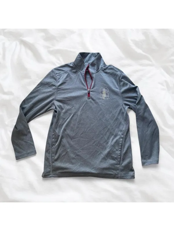 Stanford Champion Gray Quarter Zip Pullover Size Small - Image 2