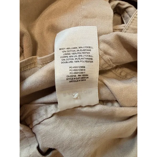 Babaton Aritzia Kofi Dress Size 4 Tan Linen Blend Button Front Midi Apron Belted - Image 5