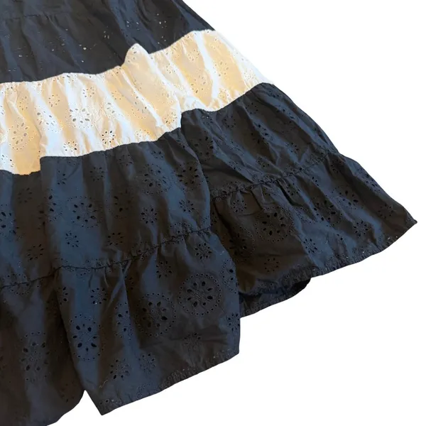 Hutch x Anthropologie Black White Tiered Maxi Skirt Eyelet Cotton Size Small - Image 10