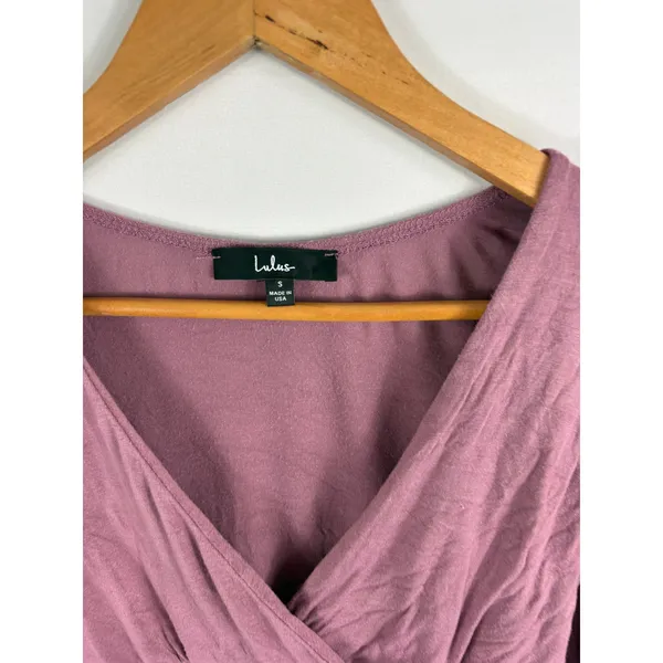 Lulus Purple V Neck Surplus Long Sleeve Soft Stretch Top Size Small - Image 2