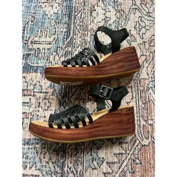 Kork-Ease NWT Marley Black Woven Leather Ankle-Strap Wedge Size 9 - Image 10