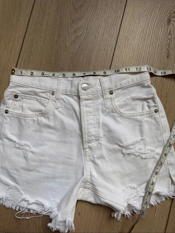 Free People We The Free Makai Jean Shorts Optic White Size 24 Distressed Denim - Image 10