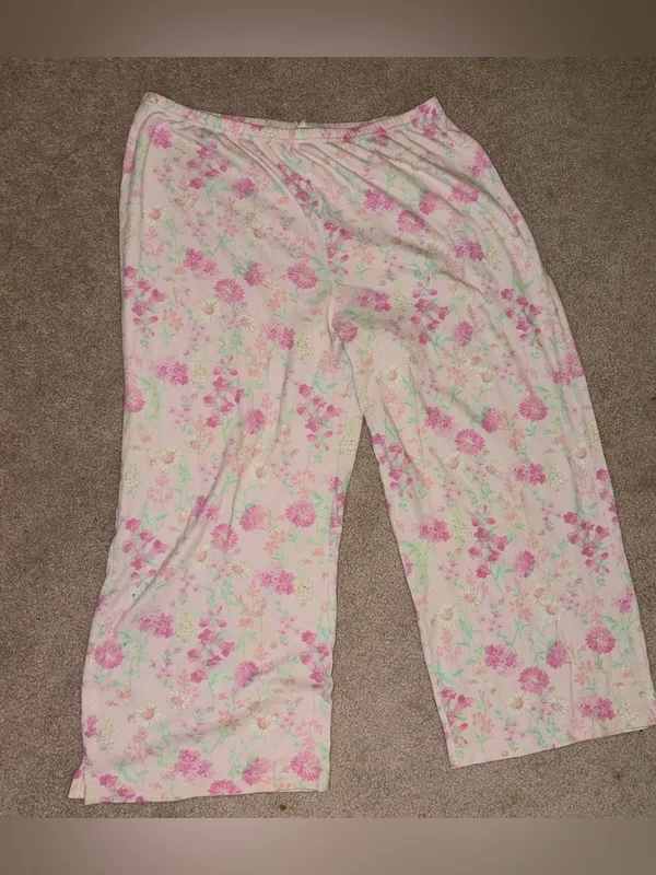 Miss Elaine pink floral pajama SET 2 PC top & pants Womens L - Image 4