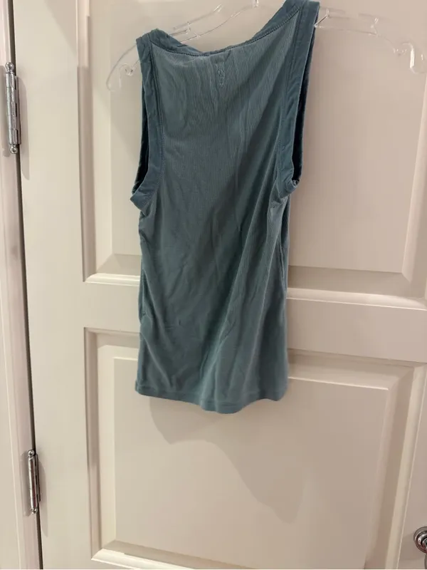 All Saints Ribbed Tank in Teal Blue - Image 2