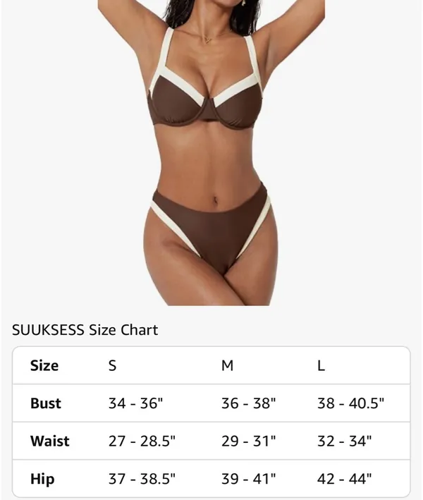 Color Block Neutral Bikini Brown Size M - Image 2