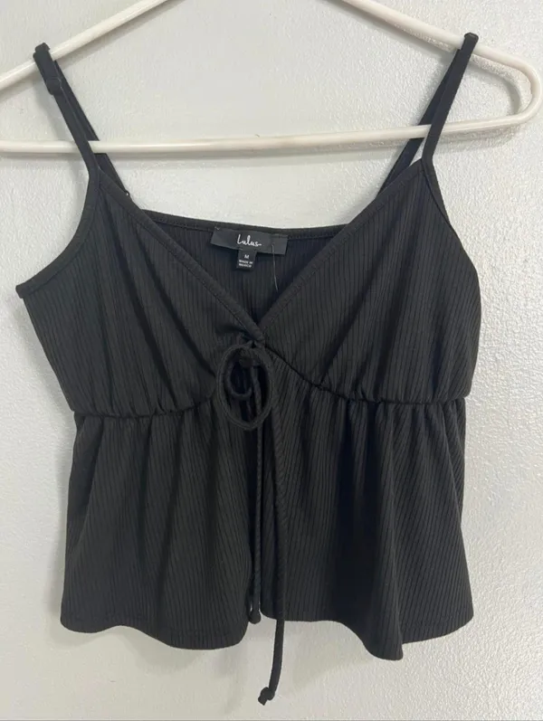 Lulus Babydoll Style Black (Washed black) Crop Top Size M NWT. Women's. - Image 2
