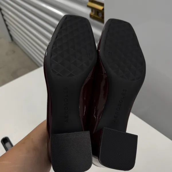 Aerosoles‎ Burgundy Patent Studded Block Heel Loafers Square Toe Pumps size 11 - Image 6