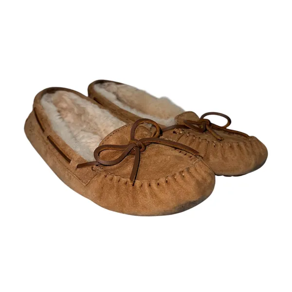 UGG Bella II Moccasin Slippers Chestnut Brown Suede Fur Lined - Image 2