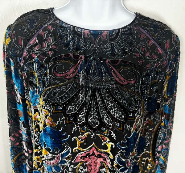 Hale Bob Silk Odile Medallion Silk/Rayon Velvet Burnout Dress - Image 6
