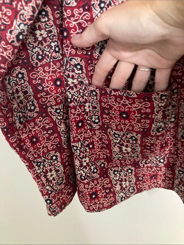 Source Unknown Red Patterned Open-Front Blazer Jacket Quilted Boho - Image 3