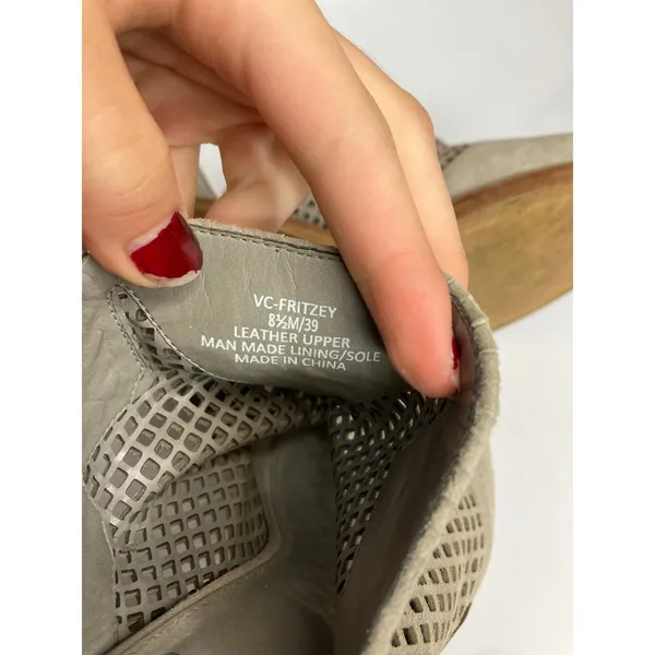 Vince Camuto fritzey gray laser cut peep toe heels women's‎ size 8.5 business - Image 8