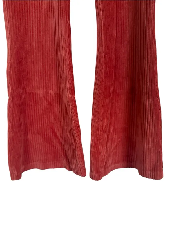 Aerie Ribbed Flare Pants Women’s M Burnt Orange Pull On Stretch - Image 4