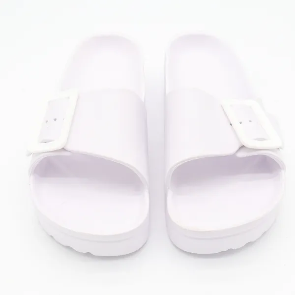 Womens White Platform Slide Sandals Chunky Buckle Strap Foam Slides Size 9 - Image 4
