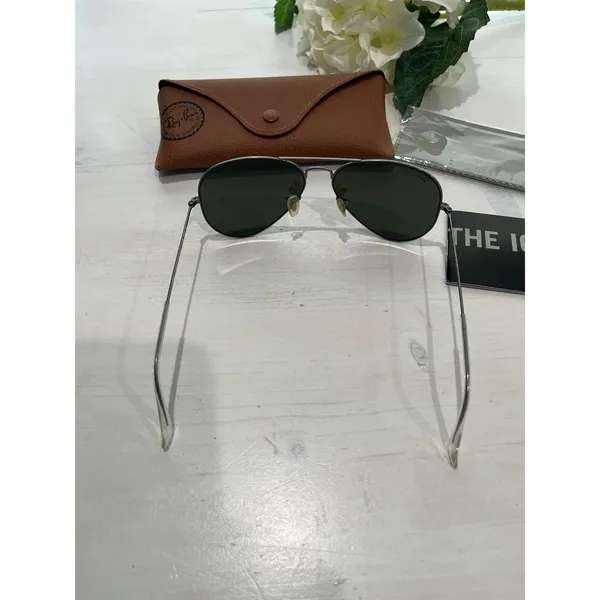 Ray Ban Aviator Large Metal Sunglasses Silver‎ Frame Blue Mirror Lens - Image 5
