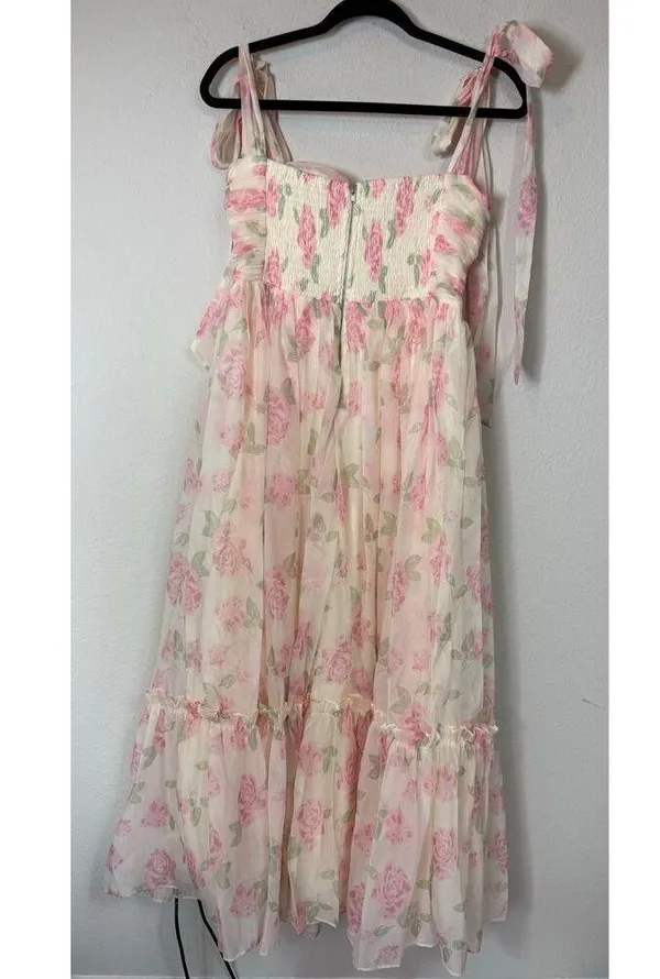 NWOT Mable Floral Bustier Maxi dress with self tie straps size L - Image 4