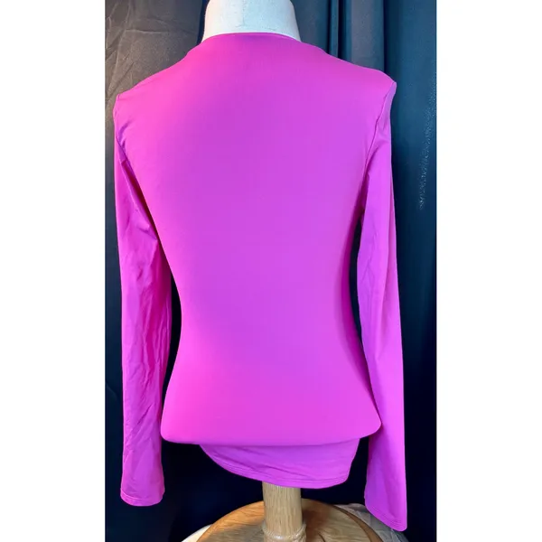 Victoria's Secret PINK Long Sleeve Thermal Top Fuchsia Pink Crew Neck Medium - Image 2