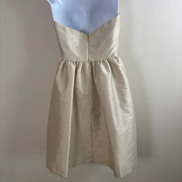 Alfred Sung Champagne‎ Gold Ruffled Halter Cocktail Dress Sz 0 Bow Waist Detail Knee Length - Image 8