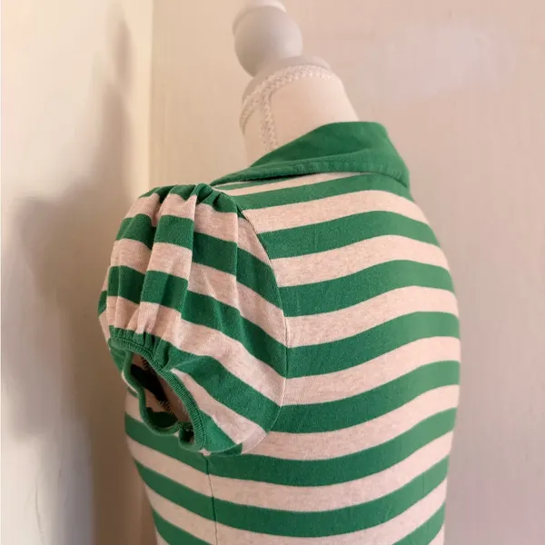 Y2K Old Navy Green and White Striped Polo 100% Cotón  - Image 4
