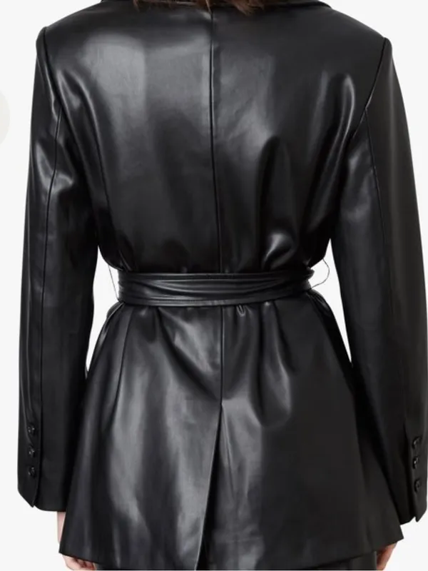 NIA Faux Leather Blazer Jacket – Black Size S - Image 6