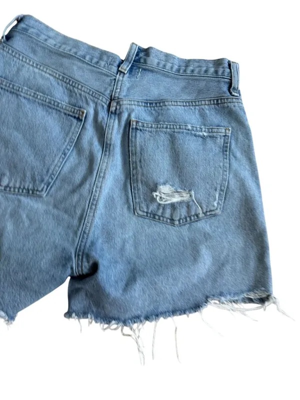 AGOLDE Denim Distressed Asymmetrical Shorts Size 28 - Image 4