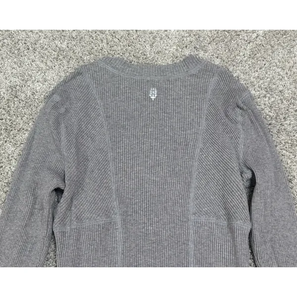 Free People Movement Ribbed Long Sleeve Fitted Top Thumbholes Gray Size L - Image 7