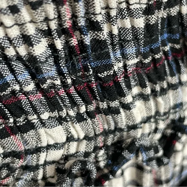 Zara Plaid Dress Shirred Smocked Long Sleeve V-Neck‎ Midi Women Size Medium - Image 13