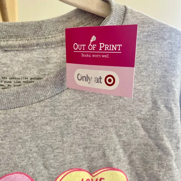 Out of Print Target Romance Tropes Hearts Graphic T-Shirt‎ Gray Womens L - Image 3