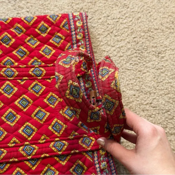 Vera Bradley Villa Red toggle tote shoulder bag, vintage Vera - Image 6