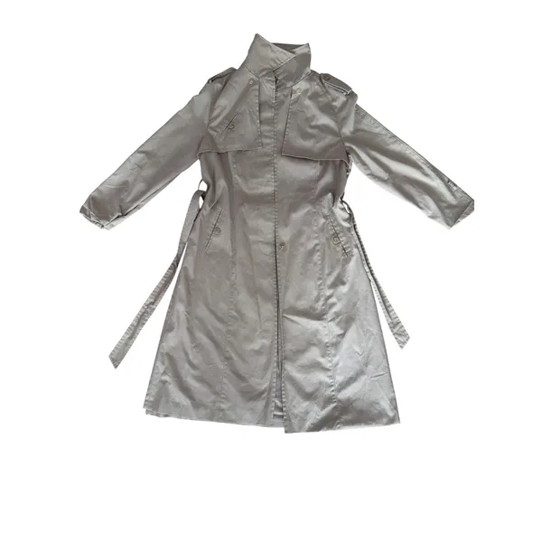 Vintage Classic Trench Coat Gray Belted Long Sleeve Women's Outerwear xs/s - Image 2