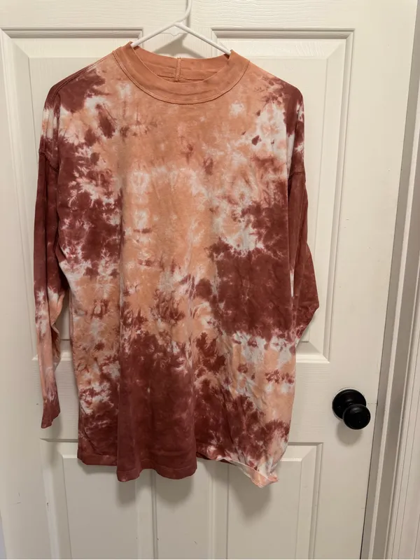 Free People We the Free Be Free Tie Dye Long Sleeve Tee Cabernet Combo Medium Crew Neck - Image 2