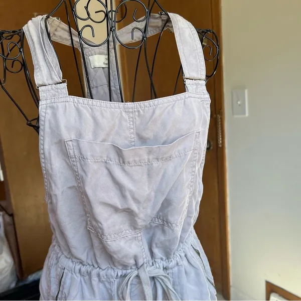Wilfred Free Aritzia Grey Lyocell Short Overalls Romper Drawstring Waist Small‎ - Image 13