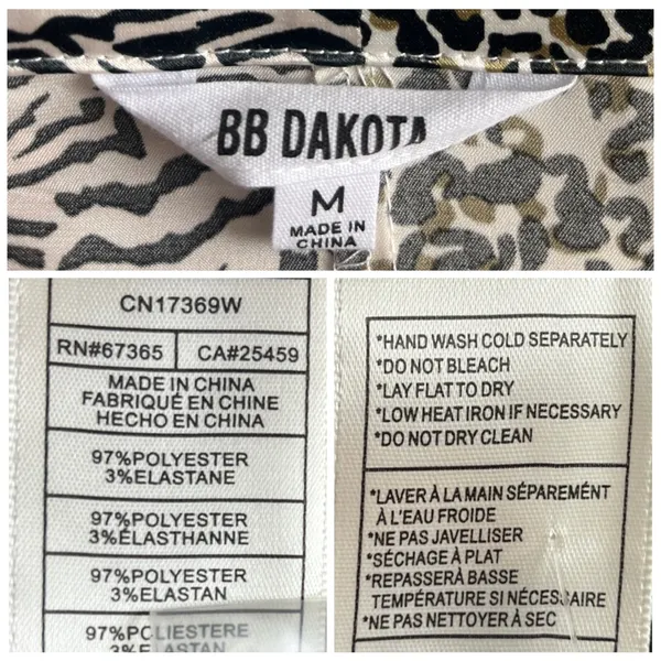 BB Dakota New Satin PJ Set Button Top Shorts Animal Print Women’s Size Medium - Image 14