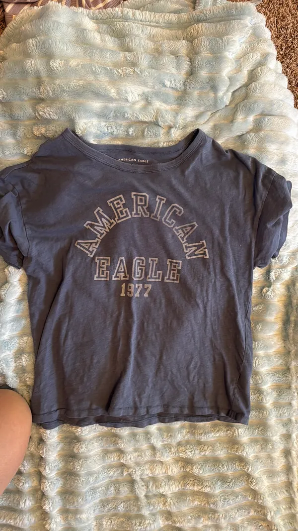 American Eagle blue cropped shirt - Image 3
