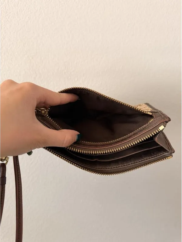 Vintage Brown/Bronze Coach Canvas Wallet Wristlet - Image 4