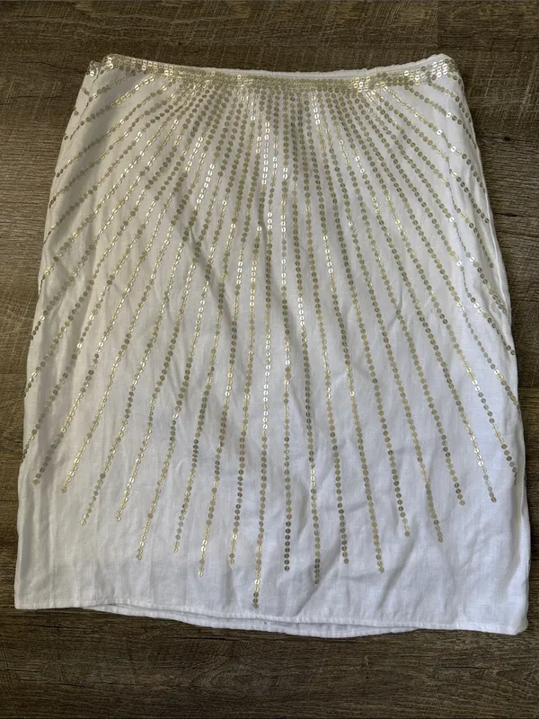 Tory Burch White Sequin Skirt Size 8 - Image 6