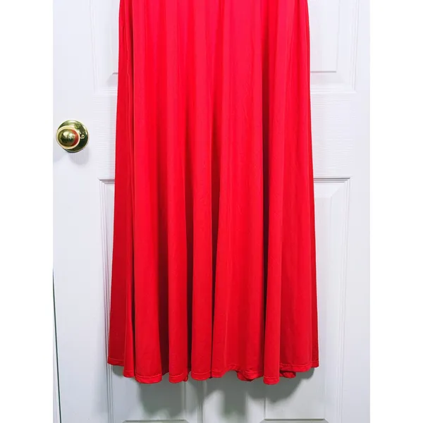 Halara Scoop Neck Midi Dress Size Large Red Cap Sleeve Flowy Casual Pockets - Image 8