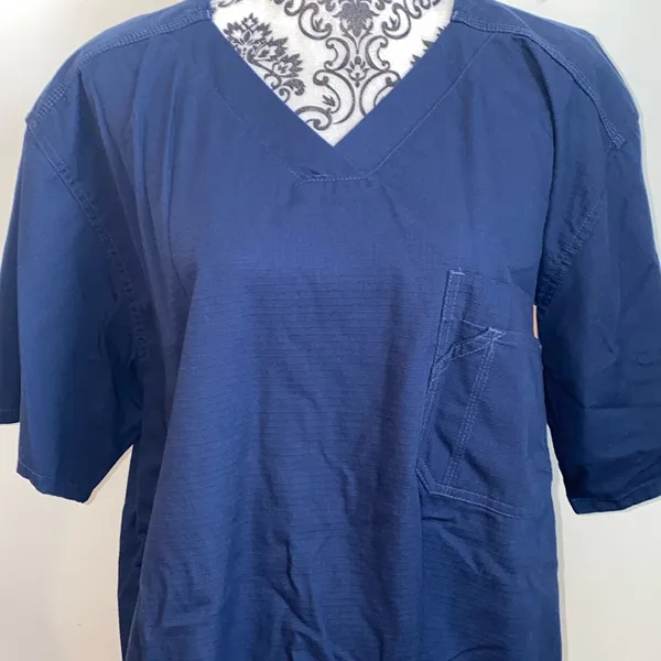Carhartt Womens V-Neck Short Sleeve Scrub Top size XL Blue - Image 2