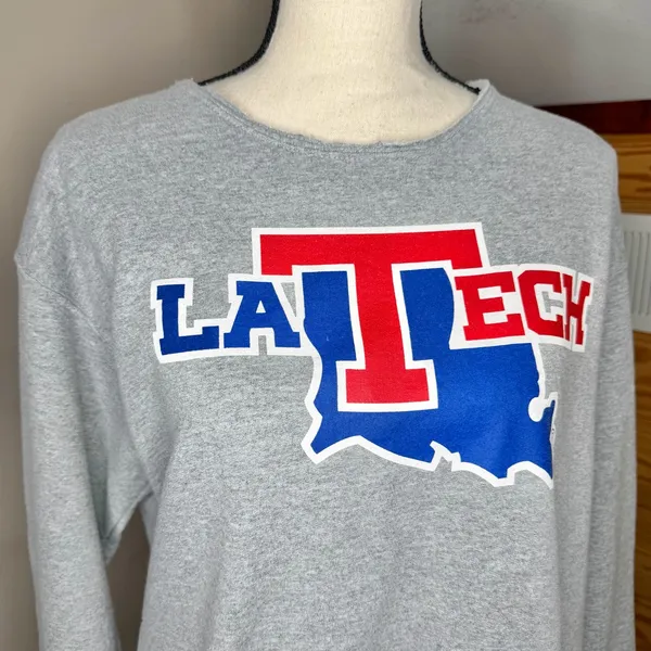 Fanatics LA Tech Louisiana Tech Bulldog Sweatshirt Medium Gray Crewneck Pullover - Image 3