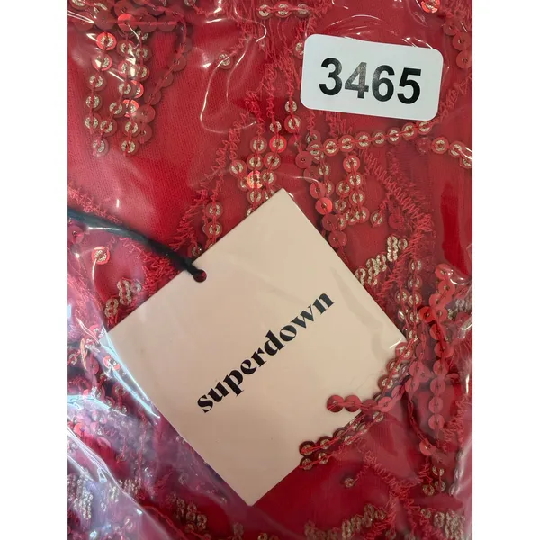 Superdown Nia Sequin Red Fringe Party Mesh Embellished Glam Dress NWT Small - Image 8