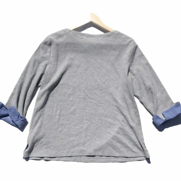 Nautica Chambray Boat Neck Gray Cuff Sleeve Top‎ - Image 8