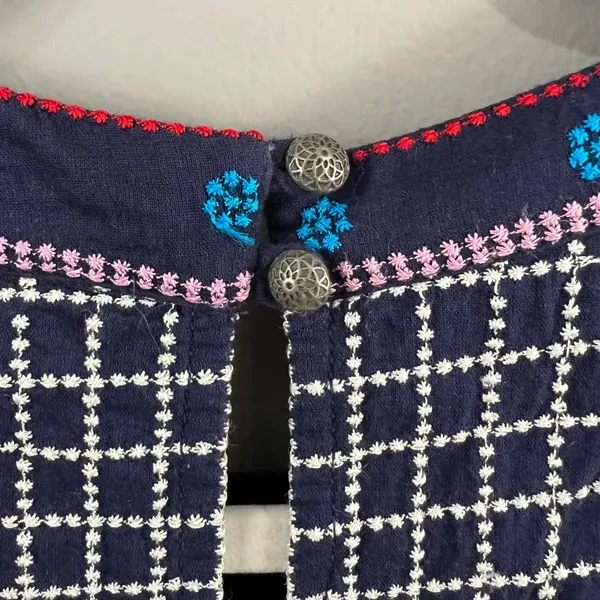 Maeve Anthropologie Sleeveless Embroidered Cotton Blue Sheath Dress Size US 6 - Image 9