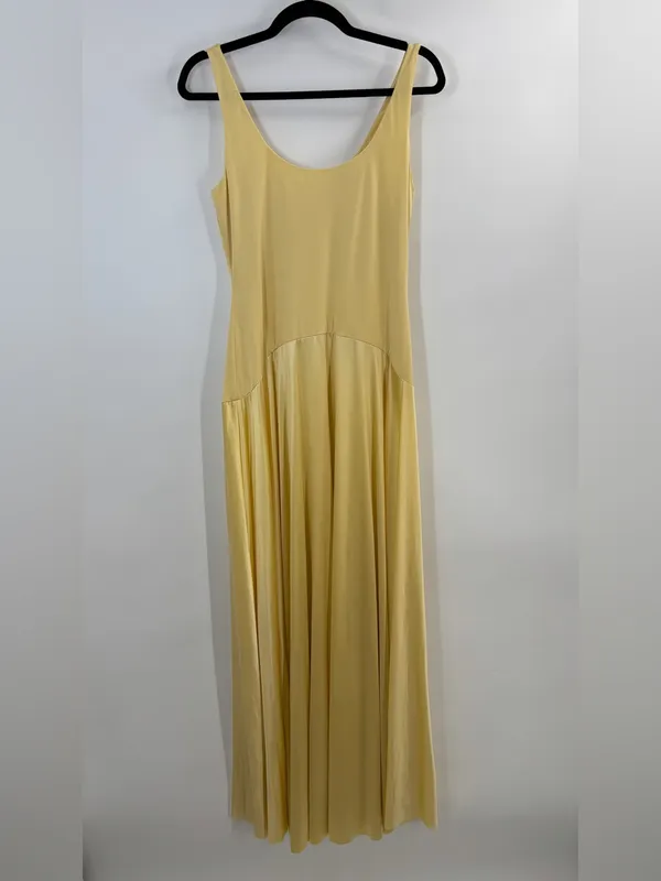 Rare London Butter Yellow Curved Drop Waist Maxi Dress - Image 4