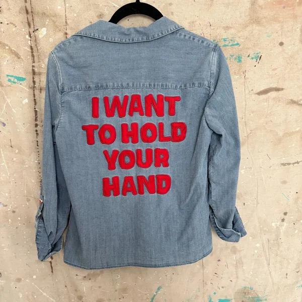 Alice + Olivia x The Beatles I Want to Hold Your Hand Chambray Top - Image 2